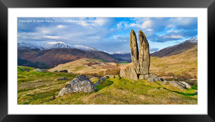 Fionn's Rock Glen Lyon  Framed Mounted Print by Navin Mistry