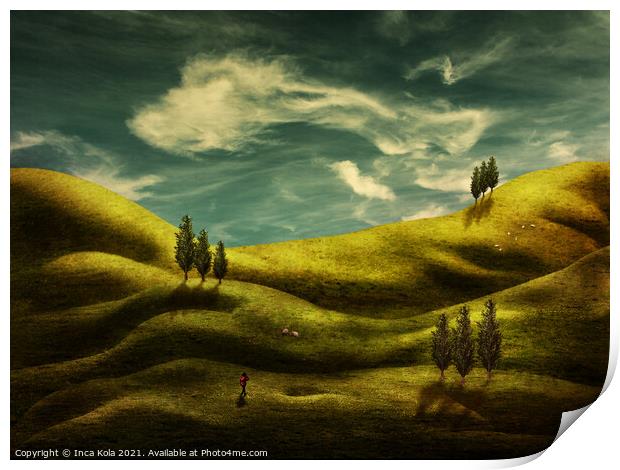 A Nude Rolling Tuscan Landscape Print by Inca Kala