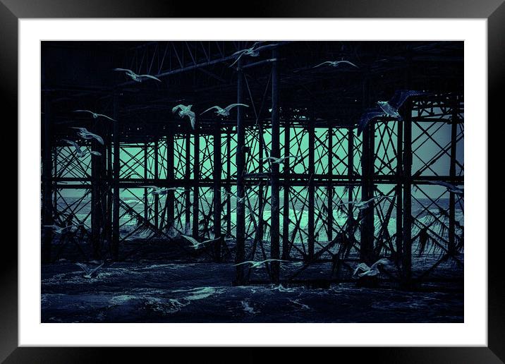 Girders, Gulls and a Ghostly Glow Framed Mounted Print by Chris Lord