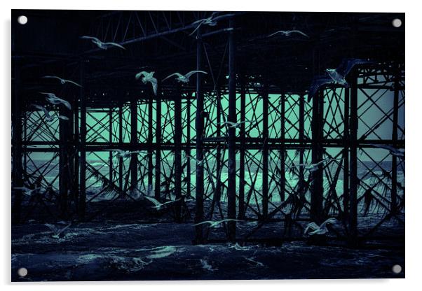 Girders, Gulls and a Ghostly Glow Acrylic by Chris Lord