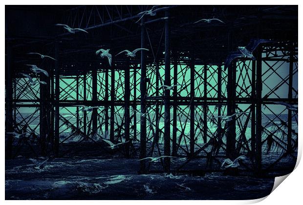 Girders, Gulls and a Ghostly Glow Print by Chris Lord