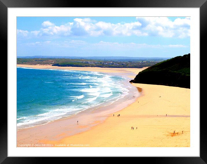 Carbis Bay and Hayle sands, St.Ives. Framed Mounted Print by john hill