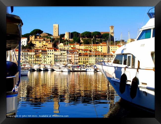 The Marina at Cannes, France. Framed Print by john hill