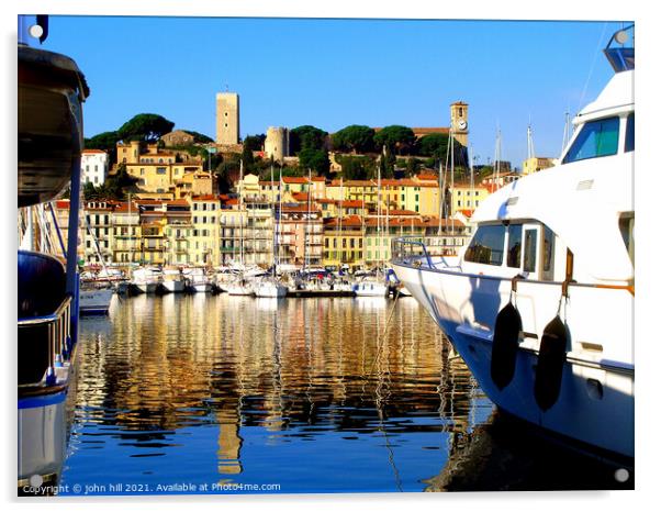 The Marina at Cannes, France. Acrylic by john hill