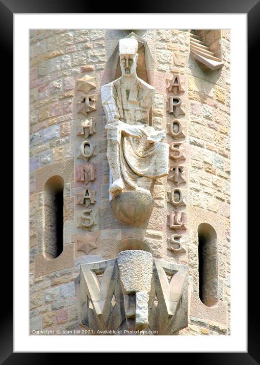 Sculpture on La Sagrada Familia in Spain. Framed Mounted Print by john hill