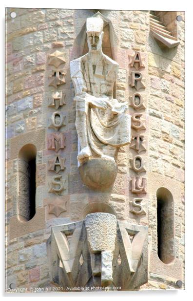 Sculpture on La Sagrada Familia in Spain. Acrylic by john hill