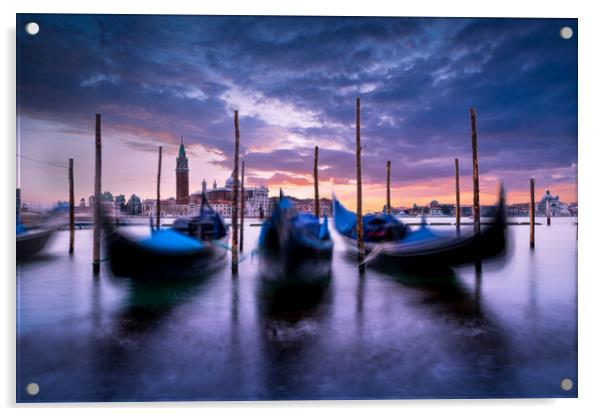Gondolas of Venice Acrylic by Alan Le Bon