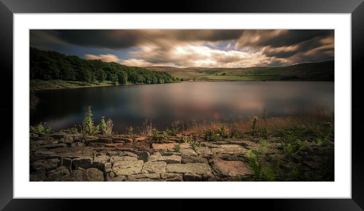 PW0001W - Piethorne Reservoir - Wide Framed Mounted Print by Robin Cunningham