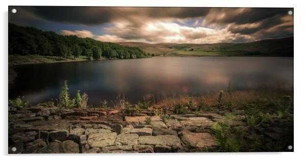 PW0001W - Piethorne Reservoir - Wide Acrylic by Robin Cunningham