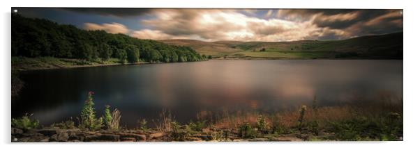 PW0001P - Piethorne Reservoir - Panorama Acrylic by Robin Cunningham