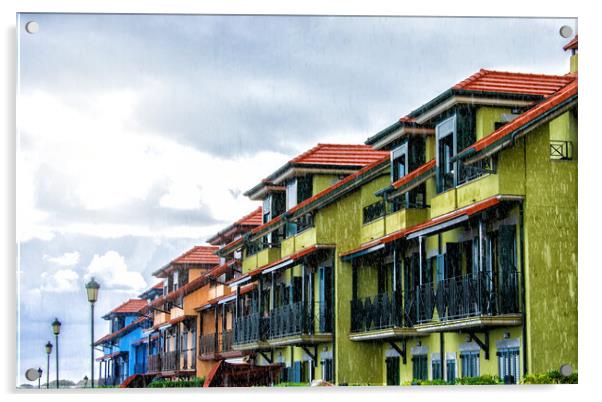 beautiful colorful buildings on the coast under rainy weather Acrylic by David Galindo
