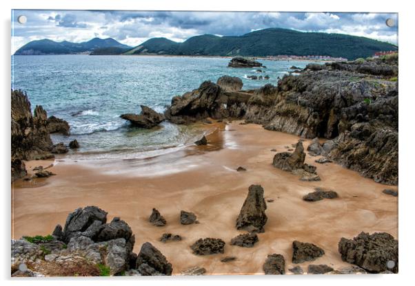 beautiful view of a beach with rocks on the Spanish coast Acrylic by David Galindo
