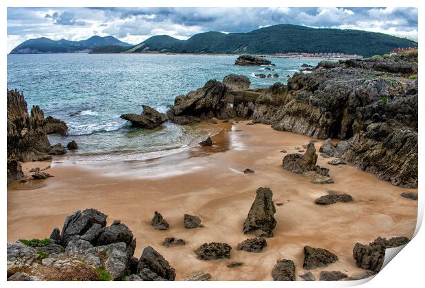 beautiful view of a beach with rocks on the Spanish coast Print by David Galindo