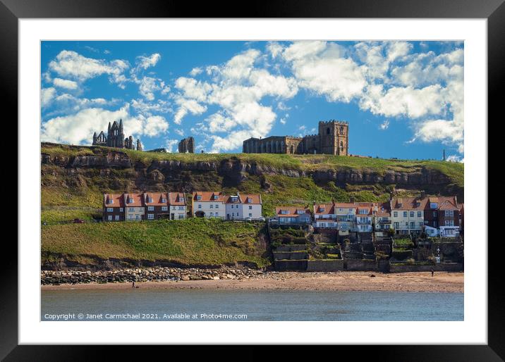 Whitby East Cliff Framed Mounted Print by Janet Carmichael