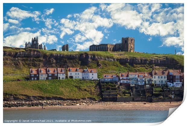 Whitby East Cliff Print by Janet Carmichael