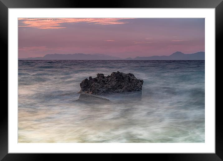 Rhodes Kato Petres Beach Jagged Rock Framed Mounted Print by Antony McAulay