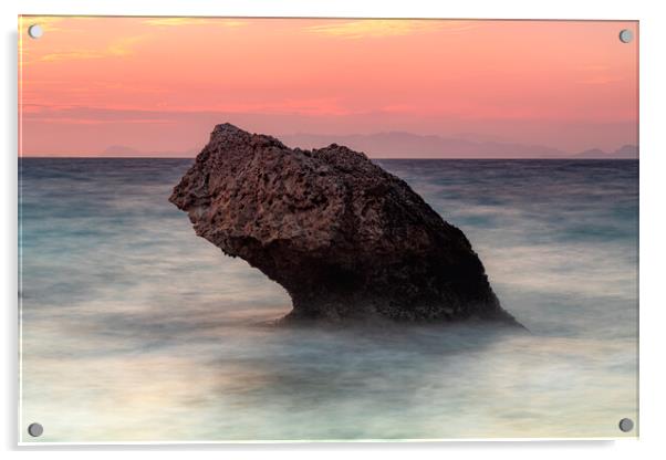 Rhodes Kato Petres Beach Large Rock Acrylic by Antony McAulay