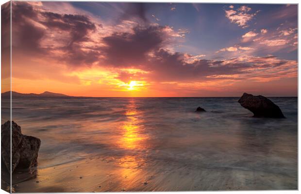 Rhodes Kato Petres Beach Super Sunset Canvas Print by Antony McAulay