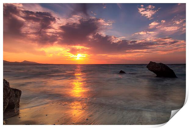Rhodes Kato Petres Beach Super Sunset Print by Antony McAulay