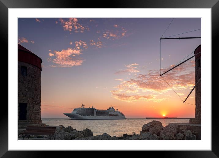 Rhodes Luxury Cruise Ship Framed Mounted Print by Antony McAulay
