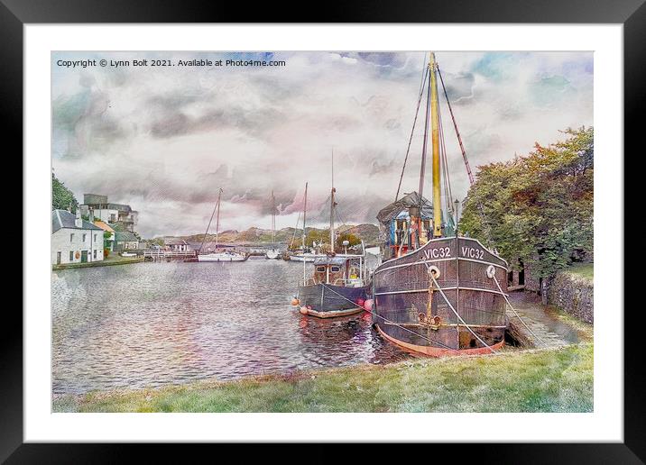 Clyde Puffer at Crinan Canal Basin Framed Mounted Print by Lynn Bolt