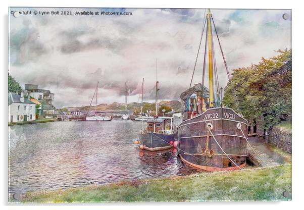 Clyde Puffer at Crinan Canal Basin Acrylic by Lynn Bolt