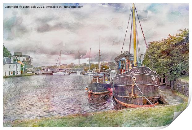 Clyde Puffer at Crinan Canal Basin Print by Lynn Bolt