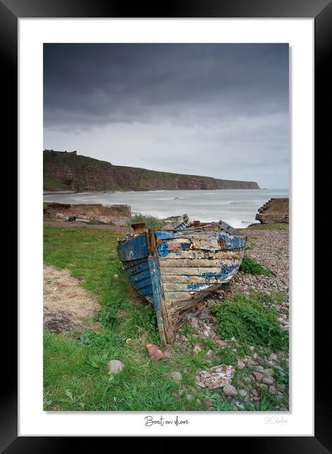 Boat on shore.  Auchmithie Harbour, Arbroath, Scotland Scottish, Smokie Framed Print by JC studios LRPS ARPS