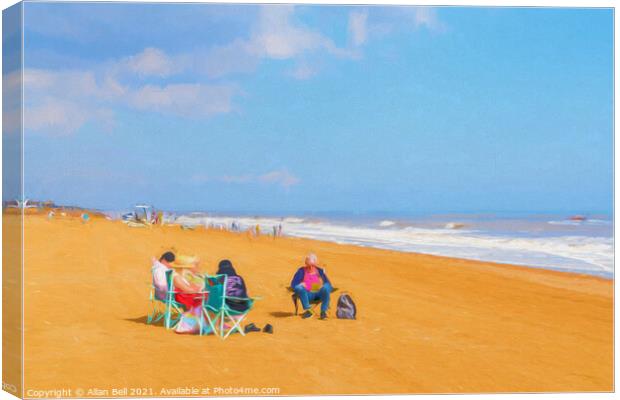 Family enjoying day out on beach Canvas Print by Allan Bell