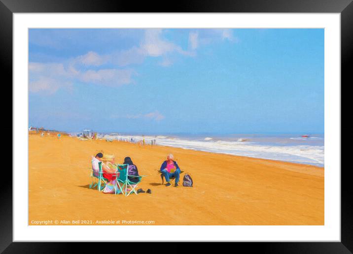 Family enjoying day out on beach Framed Mounted Print by Allan Bell