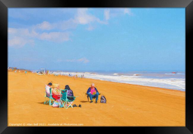 Family enjoying day out on beach Framed Print by Allan Bell
