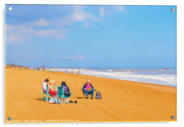 Family enjoying day out on beach Acrylic by Allan Bell