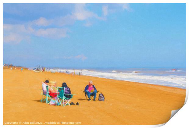Family enjoying day out on beach Print by Allan Bell