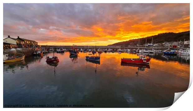 Sunset Lyme Regis harbour Print by Love Lyme Regis