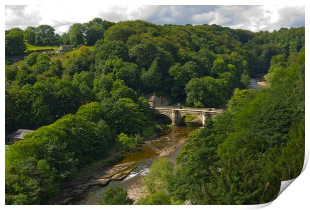 Green Bridge over the river Swale in Richmond North Yorkshire UK  Print by Peter Jordan