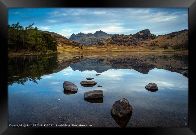 Blea tarn dead calm in the lake district 492  Framed Print by PHILIP CHALK