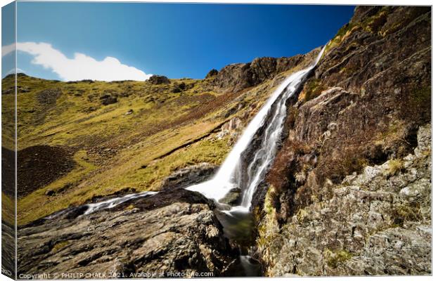Levers water waterfall above Coniston village 493  Canvas Print by PHILIP CHALK