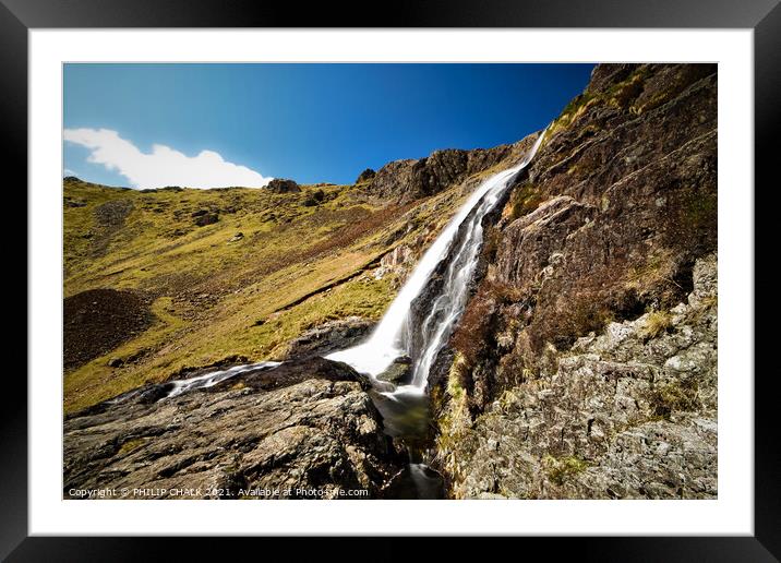 Levers water waterfall above Coniston village 493  Framed Mounted Print by PHILIP CHALK