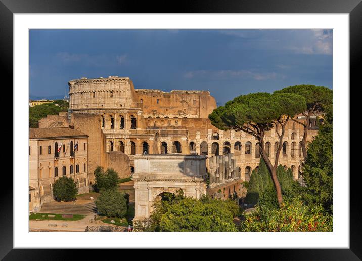 Colosseum and Arch of Titus in Rome Framed Mounted Print by Artur Bogacki
