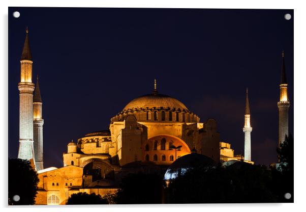 Hagia Sophia In Istanbul At Night Acrylic by Artur Bogacki