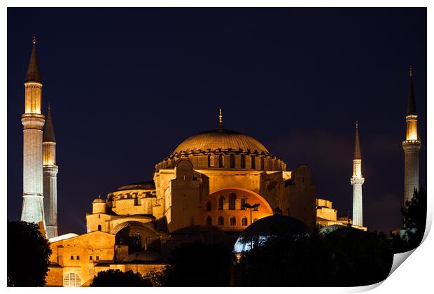 Hagia Sophia In Istanbul At Night Print by Artur Bogacki