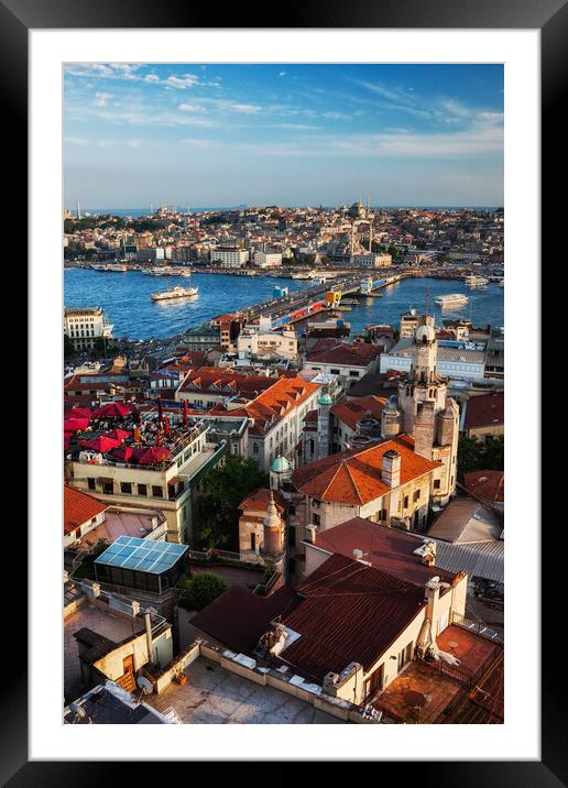 Istanbul City Sunset Cityscape Framed Mounted Print by Artur Bogacki