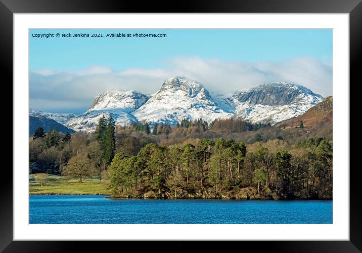 Langdale Pikes from Waterhead on Windermere Lake D Framed Mounted Print by Nick Jenkins
