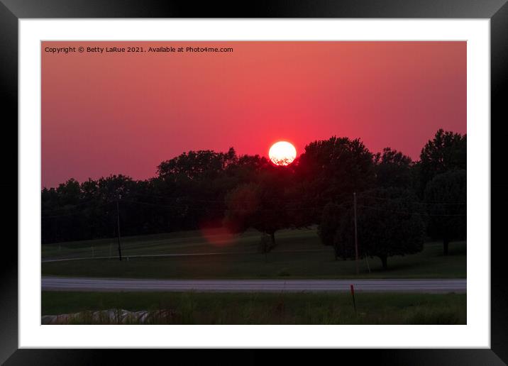 Brilliant Red Sunset Framed Mounted Print by Betty LaRue