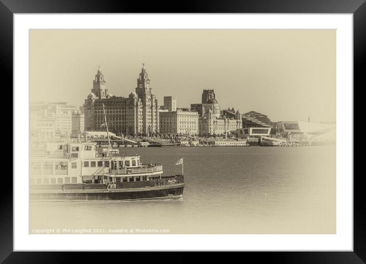 Ferry on the Mersey.  Framed Mounted Print by Phil Longfoot