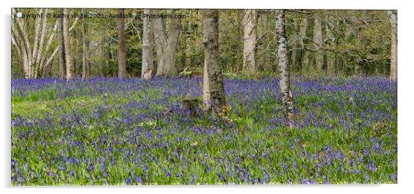 English Bluebell Wood, bluebell, Acrylic by kathy white