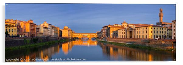 Panoramic view of Ponte Vecchio, Florence, Italy Acrylic by Justin Foulkes