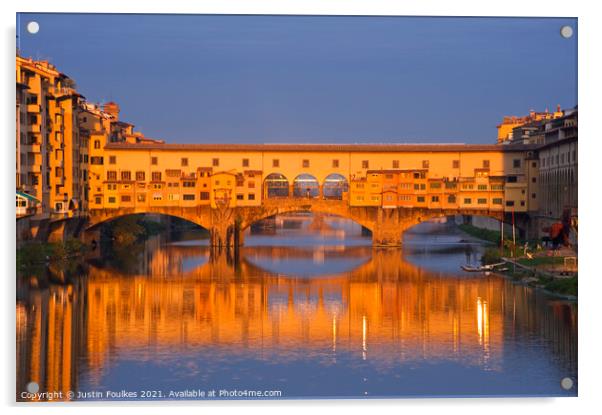Ponte Vecchio at sunrise, Florence, Italy Acrylic by Justin Foulkes