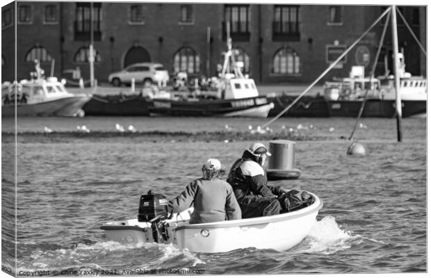 Motoring in to Wells-Next-The-Sea quay Canvas Print by Chris Yaxley