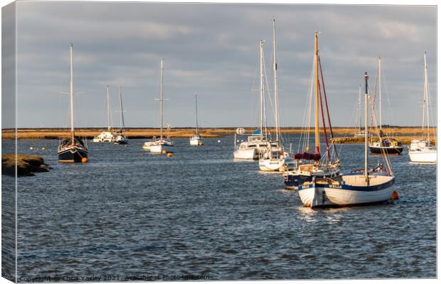 Sailing boats moored up in Wells-Next-The-Sea, North Norfolk Canvas Print by Chris Yaxley